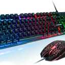 RGB Gaming Keyboard and Breathing Mouse Combo, Adjustable Breathing Backlit Mechanical Feeling Keyboard with 4 Colors 4800DPI Backlight Mouse for PC Laptop Computer Game and Work