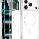 FNTCASE for iPhone 17 Pro Case: Clear Magnetic Phone Cases with Screen Protector Compatible with Magsafe Slim Anti Yellowing Rugged Shockproof Protective Transparent Cell Phone Cover (White)