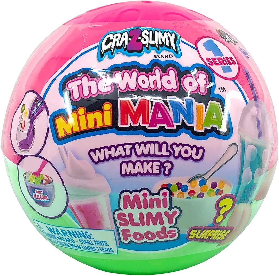 CRA-Z-Slimy World of Mini Mania Surprise Ball Collectables Make Your own Miniature Slimy Foods with add ins- Styles May Vary