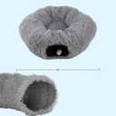 Cat Tunnel with Bed for Indoor Cats - 3FT Multifunctional Cat Tunnel Bed with Toys - Soft, Plush Peekaboo Cat Cave for Kittens, Cats, Ferrets, and Rabbits - Cat Products by PETMAKER (Gray)