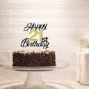 3 x Sumerk Happy 21st Birthday Cake Toppers Black & Gold Glitter 21st Birthday Cake Decorations 21 Cake Topper for Birthday Party