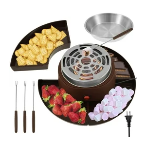 Tabletop Indoor Electric S'mores Maker - Smores Kit With Marshmallow Roasting Sticks and 4 Trays for Graham Crackers, Chocolate, and Marshmallows - Movie Night Supplies - Brown