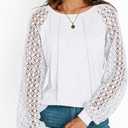 AUTOMET Womens Long Sleeve Shirts Casual Tops Dressy Outfits Fall Fashion Blouses Lace Clothes Y2k (White, XXL)