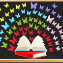 73 Pcs Butterfly Reading Bulletin Board Decorations Set Butterfly Classroom Decor Open Book Bulletin Board Cutouts for Classroom Back to School Party Wall Decor