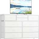 GAOMON Dresser for Bedroom TV Stand for 55 TV, Entertainment Center with 10 Drawers, Storage Organizer Unit for Living Room, Closet, Entryway, Hallway (White)
