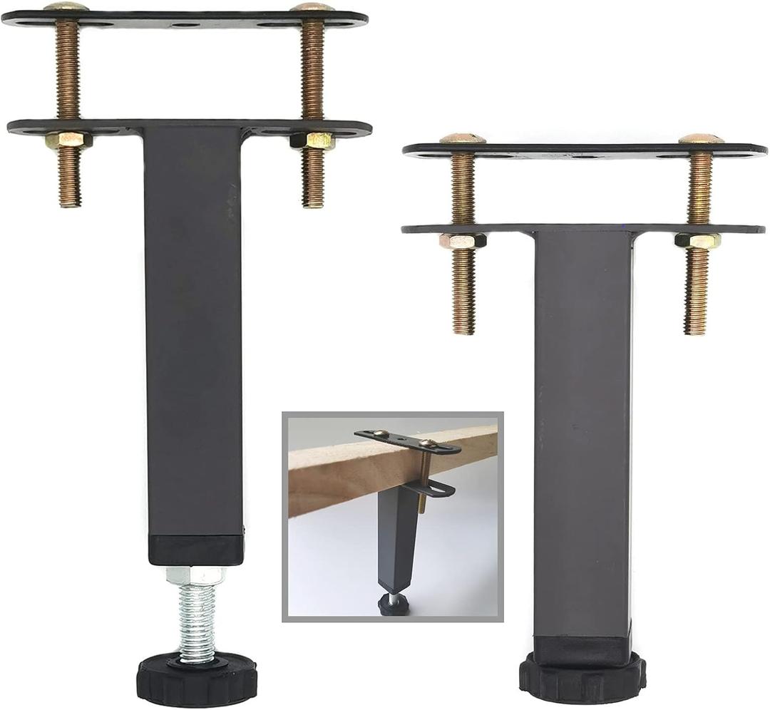 2Pcs Adjustable Height Center Support Leg for Steel Bed Frame or Wooden Bed, Center Slat Sofa Furniture Cabinet Feet (Grey, Height:5.9 to 8.6 inch)