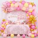 Hot Pink Yellow Balloon Arch Kit 160pcs with Large Pink Gold Star Five-Point Star Foil Balloons for super bro Princess Birthday baby shower peach Bridal shower Party Decorations