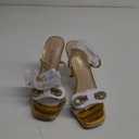 DREAM PAIRS Women's Double Bowknots Crystal Sandals Clear Slingback Heels Square Toe Shoes for Party Wedding (6.5)