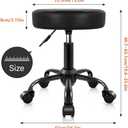 KKTONER Rolling Stool Chair PU Leather Height Adjustable Round Stool with Wheels Chair for Salon Spa Drafting Small (Black), 25.6" X 13.20" X 16.5"
