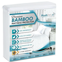 PlushDeluxe Premium Bamboo Mattress Protector – Queen Size, Waterproof, & Ultra Soft Breathable Noiseless Washable Bed Mattress Cover for Comfort & Protection - White