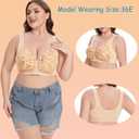 Plus Size Bra - Big Busted Women's Lace T-Shirt Bra with Front Close and Underwire (40DDD, Beige)
