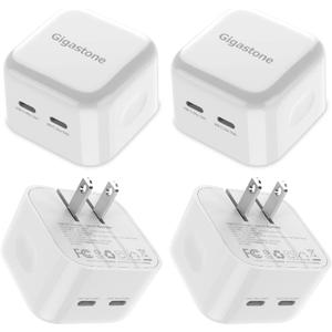 Gigastone Dual Port USB C Foldable GaN Charger 35W [4 Pack] PD3.0 Fast Charger for iPad/iPad pro/iPhone 16 Pro Max/16 pro/15/14/13/Samsung Galaxy S24/S23/E-Book/Switch/Apple Watch/AirPods