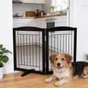 Dog Fence Indoor - 2-Panel Freestanding Dog Gate for Doorways, Hallways, House or Stairs -40x24-Inch Retractable Foldable Expandable Wood Pet by SFJC (White)