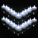 Led tealights, 24 Pack Flameless Candles Lights Realistic Flickering Battery Operated Led Tea Lights Candles for Christmas, Wedding, Birthday, Halloween Gifts Home Decoration in Cool White