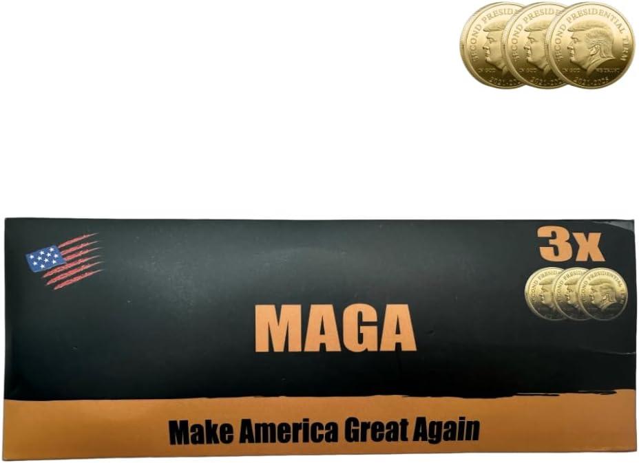 3 Pack Resilience Commemorative Coin - 2024 Historical Tribute with Fist Design, Gold Coins Fighting for America, Coins Save America, 40mm Gold Plated Commemorative Coins Gift, Merchandise