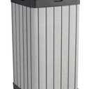 Keter Rockford Resin 38 Gallon Outdoor Kitchen Trash Can with Lid and Drip Tray for Easy Cleaning-Perfect for Patio Dining, Grey