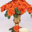 N&T NIETING Artificial Fall Flowers Fake Flowers Orange Roses Perfect for DIY Wedding Bridal Bouquets Centerpieces Bridal Shower Party Home Flower Arrangement Thanksgiving Decorations, 25Pcs