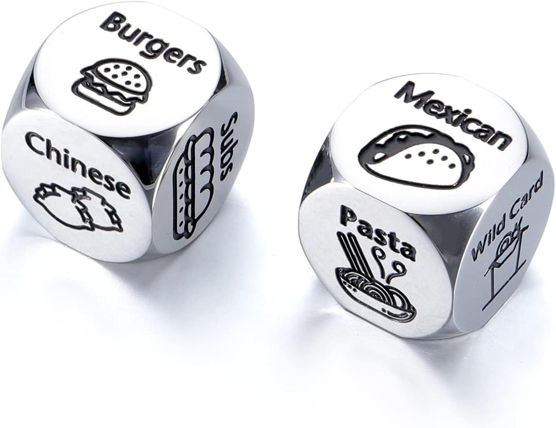 2 Pcs Anniversary Date Night Gifts for Couples Food Decision Dice Decider Valentines Day Gifts for Him Her Christmas Birthday Gifts for Husband Wife Boyfriend Girlfriend Funny Gifts for Women Men