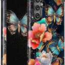 Hekodonk for Galaxy S25 FE Case, Three Layer Heavy Duty Shockproof Protection Hard Plastic + Soft Silicone Full Body Drop Protective Case for Samsung Galaxy S25 FE 6.7 inch, Black Butterfly