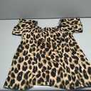 SweatyRocks Women's Off The Shoulder Leopard Print Blouses Summer Short Sleeve Tops Going Out, Size M