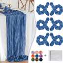 Royal Blue Cheesecloth Table Runner 6 Pack 35" Boho Gauze Runner 120 inches Long Runner Rustic Sheer Fabric Bulk for Baby Shower Wedding Bridal Birthday Party Table Decorations