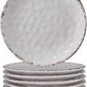 Farmhouse Melamine 6 Inch Appetizer plate, Small Serving Dinnerware/Snack/Party/Kitchen/Dinner/Dessert Plates, Set of 8, White