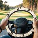 Dog Paw Printed Soft Golf Cart Steering Wheel Cover,Universal Fits 14 Inch Size,Odorless and Anti-Slip Steering Wheel Cover Easy to Install All Weather Protection