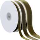 Jutom 3 Rolls Christmas Vintage Velvet Ribbon Vintage Solid Color Velvet Ribbon for Christmas Wedding Wrapping DIY Crafts Decoration Favors, Total 30 Yards(Grass Green)