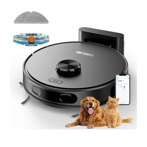 Robot Vacuum and Mop, Mapping Robotic Vacuums Cleaner with LiDAR Navigation Smart & Strong Suction, WiFi/App/Alexa/Voice Control, Obstacle Avoidance, for Home, Wood/Hard Floors, Pet Hair -Jet-black