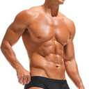 Men Swimwear Swimming Briefs Bikini Boxer Trunks Swimsuits Bathing Suits (Medium, Black)