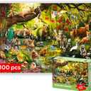 QUOKKA 100 Piece Puzzles for Kids Ages 4-6 – Floor Kids Puzzles Ages 6-8 Year Old – Toy for Learning Forest Animals for 8-10 yo – Jigsaw Toddler Game for Boy and Girl Ages 3-5