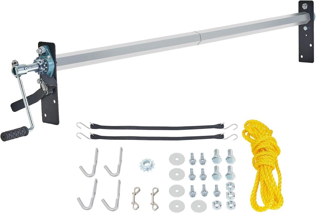 VEVOR Hand Crank Tarp Roller Kit, 64" to 104" Wide, Aluminum Alloy, Manual Cab Level Dump Truck Tarp Roller with 7" Sponge-Wrapped Handle, Perfect for Dump Trucks, Trailers, Trash Haulers (No Tarp)