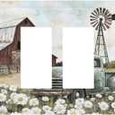 Retro Trucks Old Barn Windmill Teal Car Rustic Decorative Outlet Covers 2 Gang Double GFCI Rocker Electrical Wall Panels Light Switch Cover Plate for Farmhouse Home Decor