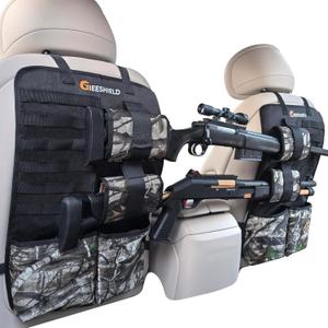 Truck Gun RackSet of 2, Seat Back Gun Rack with Adjustable Straps, 600D Oxford Cloth, Universal Rifle Holder, PVC Coated, Secure Storage Pockets for Hunting Gear, Easy to Install Vehicle Gun Rack (Camo-Large_1)