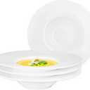 Soup Plates Ceramics Rimmed Plates Set of 4, 10.2 Oz With Wide Rim Salad Bowls for Soup, Dessert,Spaghetti, for Kitchen and Eating, Microwave Dishwasher Safe, 10.1 Inch