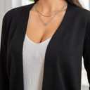 Women's Cropped Open Front Knit Cardigan V-Neck 3/4 Sleeve Lightweight Bolero Short Shrugs Sweaters Tops Black XL (Black, XL)