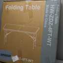 Sweetcrispy 6ft Plastic Folding Table Outdoor Indoor Heavy Duty Portable Desk with Carrying Handle for Camping Picnic Party (White)