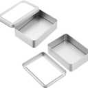 PATIKIL 2 Pcs Metal Tin Box, 5.1 x 3.7 x 1.5 Inch Rectangular Storage Tin Box with Lid Portable Tinplate Container with Window for Home Organizer Crafts Gifts Keys Cookies Cards Storage