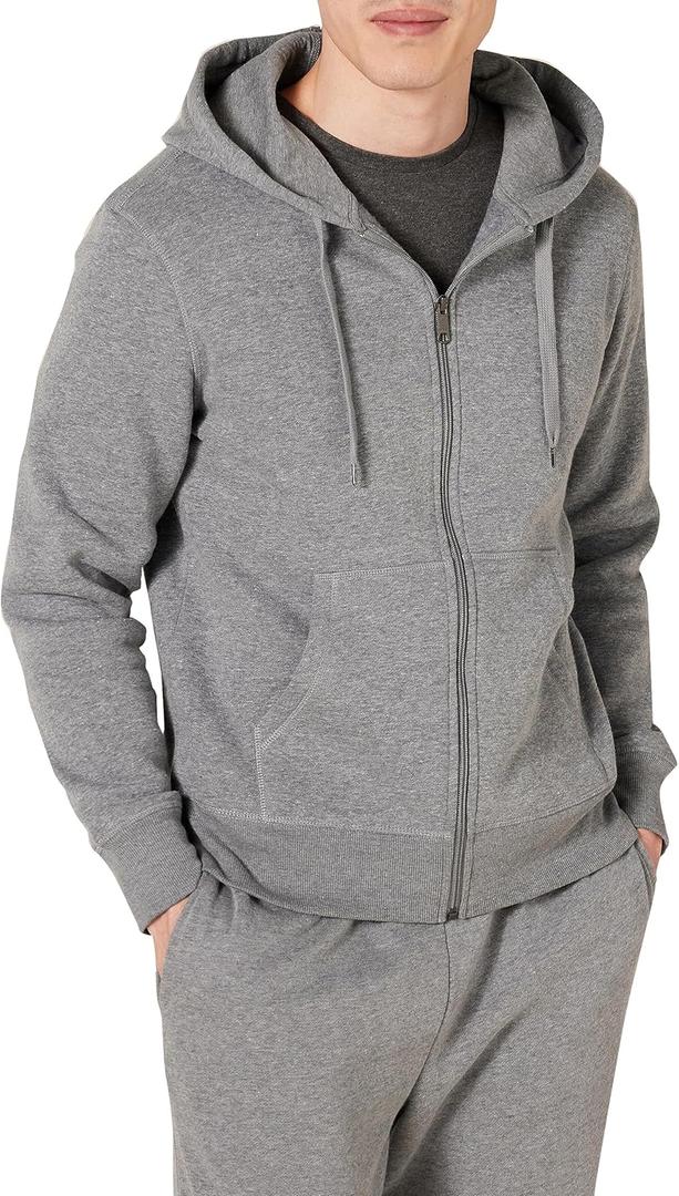 Amazon Essentials Men's Full-Zip Fleece Hoodie (X-Large, Light Grey Heather)