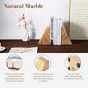 Karibiber Marble Bookends for Heavy Books, Decorative Book Ends for Shelves, Unique Marble Stone Durable and Heavy Book Ends for Hardback Books & CDS, Book Stopper/Holder, Set of 2(Moca Jade)