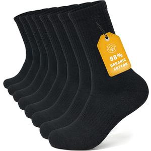 Brula Mens 98% Cotton Cushioned Crew socks, Moisture-wicking Breathable Soft Athletic Performance Boot Socks, L/XL