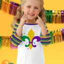 BesserBay Girls Valentines Day Heart 3/4 Sleeve Shirt Mardi Gras Ruffle Raglan Stripe Top 4-10 Years