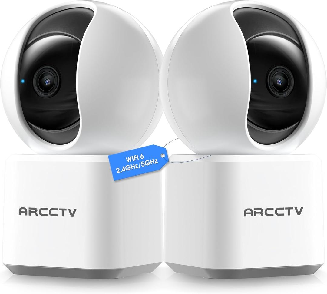ARCCTV Indoor Security Camera, Camera for Home Security, 5G&2.4GHz Pet Camera with WiFi 6, Motion Tracking, 2-Way Audio, Night Vision, Cloud & SD Card Storage, Compatible with Alexa