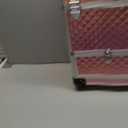 Rolling Makeup Case with Drawer Cosmetology Case on Wheels Makeup Trolley Sliding Drawer Makeup Travel Case for Esthetician, Mobile Stylist, Manicurist Barber Case Traveling Cart Trunk Glitter Pink 