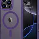 Anuck Case for iPhone 16 Pro Max Case Magnetic Phone Case Compatible with MagSafe, Soft TPU Bumper Hard Translucent Matte Back Slim Fit Shockproof Protective Cover for Men Women Girls - Dark Purple
