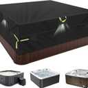 Square Hot Tub Cover 95x95x20 Inch,600D Heavy Duty Waterproof Spa Cover Protector, All-Weather Replacement with Reinforced Windproof Straps,Fits for 94"x94",93"x93",92"x92",7.9'x7.9'Spa Hot Tub