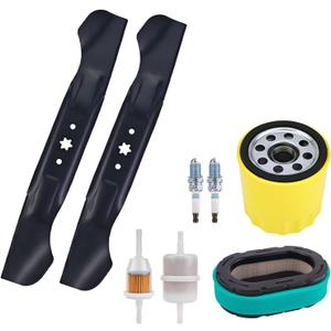 46 Inch Mower Blades and Oil Change Kit Compatible with Cub Cadet XT1-LT46 - Includes High-Lift Blades 942-04244A Air Fuel Filters Spark Plugs