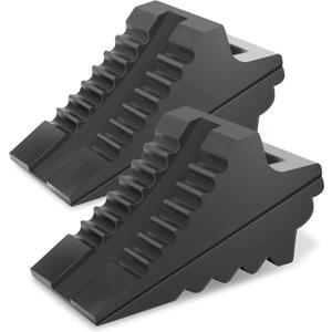 PR1ME Heavy Duty Rubber Wheel Chocks, Rubber Tire Blocks, RV Solid Rubber Wheel Wedge Blocks, 2 Pack Black 8.6" x 3.7" x 4.7", Carrying Handle, for Travel Trailer, Camper, RV, Truck