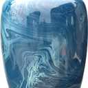Handmade Cremation Urn for Human Ashes Shiny Blue Funeral Urn for Ashes Adult Handcrafted Upto 240 lbs