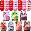 JOYIN 28 Packs Heart Stress Ball with Valentine Cards Heart Shape squishy toy Stress Relief Fidget Toy with Valentine’s Greeting Cards for Kids Valentine's Day Gifts Party Favors, Classroom Exchange